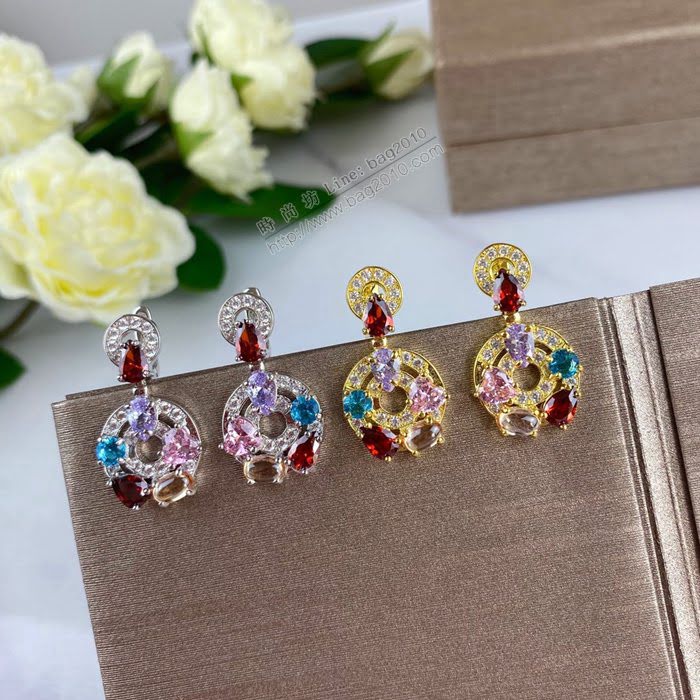 Bvlgari飾品 寶格麗經典重工短款彩寶耳環  zgbq3316